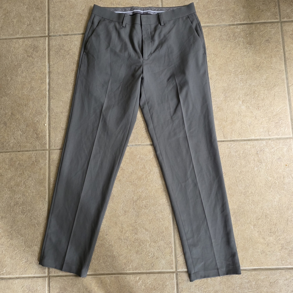 Men's Pants Gray Haggar straight fit premium stretch dress pant 32×30